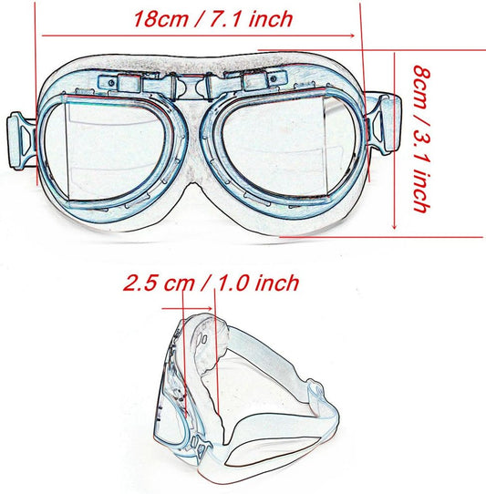 Motorcycle Goggles Vintage Pilot Style Cruiser Scooter Goggle Outdoor Sand Goggles Bike Racer Cruiser Touring Eyewear for Half Helmet