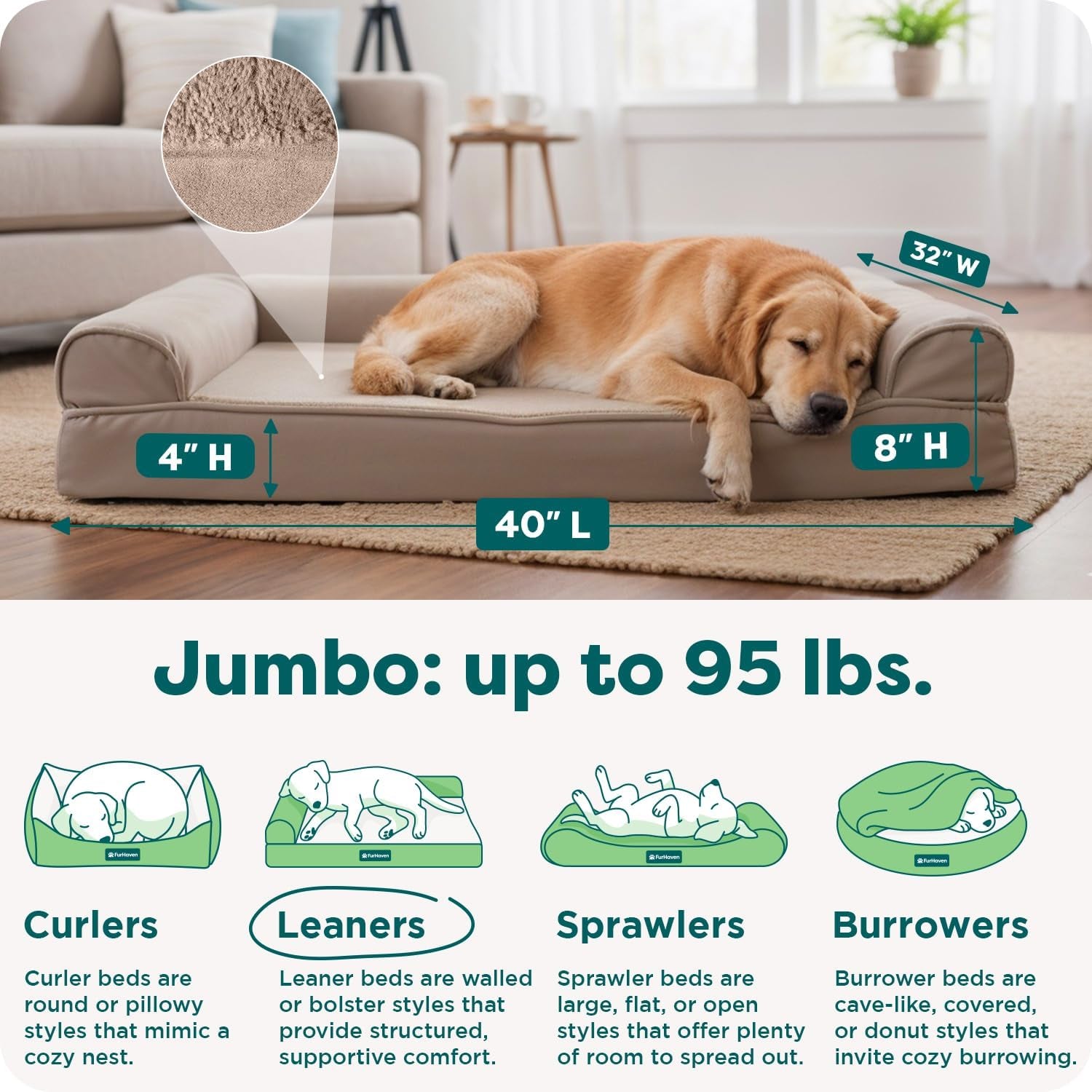 Orthopedic, Cooling Gel, and Memory Foam Pet Beds for Small, Medium, and Large Dogs and Cats - Luxe Perfect Comfort Sofa Dog Bed, Performance Linen Sofa Dog Bed, and More