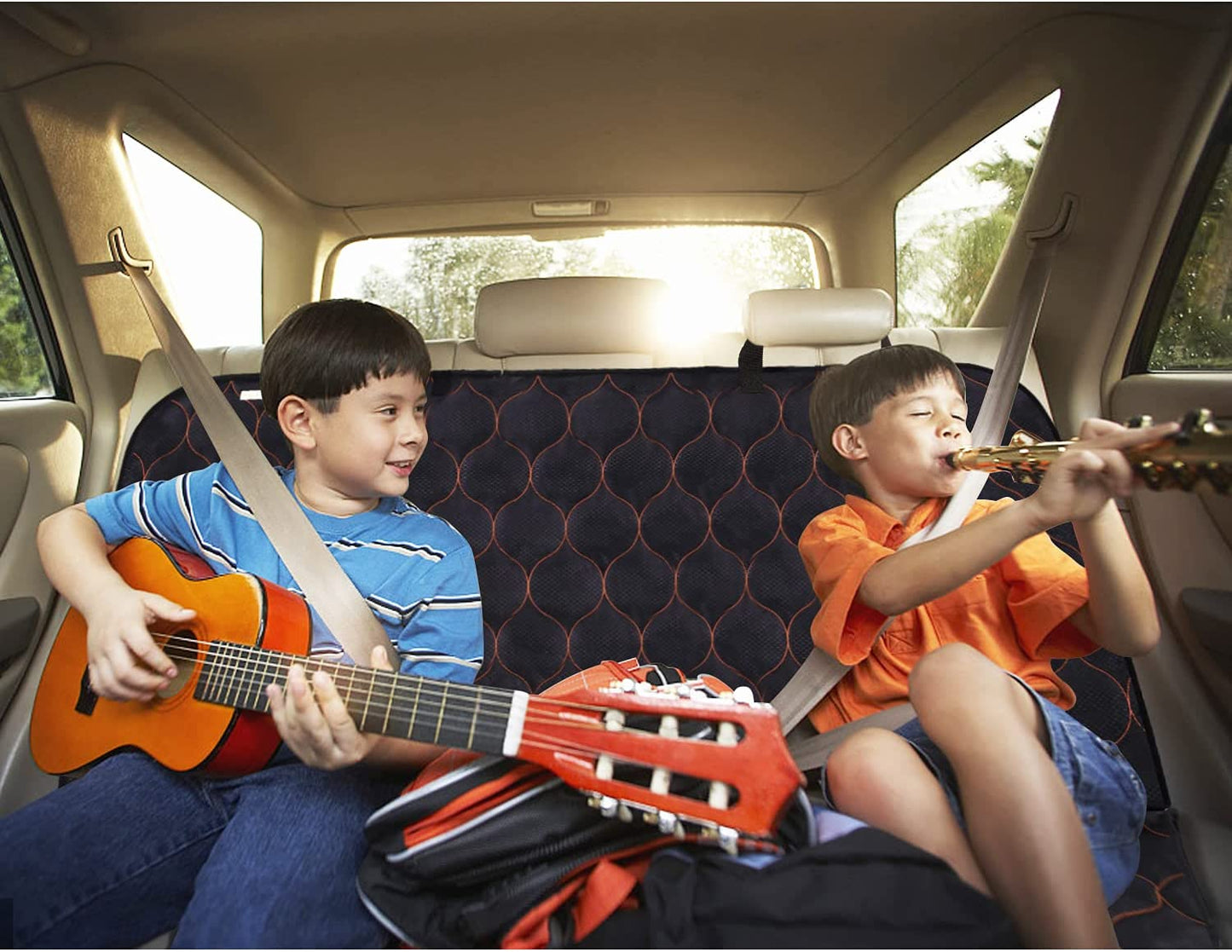 Dog Car Seat Cover Waterproof Pet Bench Seat Cover Nonslip and Heavy Duty Pet Car Seat Cover for Dogs with Universal Size Fits Cars, Trucks and Suvs (60" W X 51" L, Black)