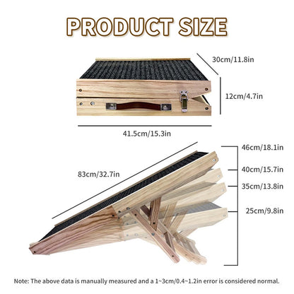 Adjustable Dog Ramp Portable 4-Level Adjustable Wooden Dog Steps for Bed for Dogs Cats Couch Suv Indoor Various Furniture