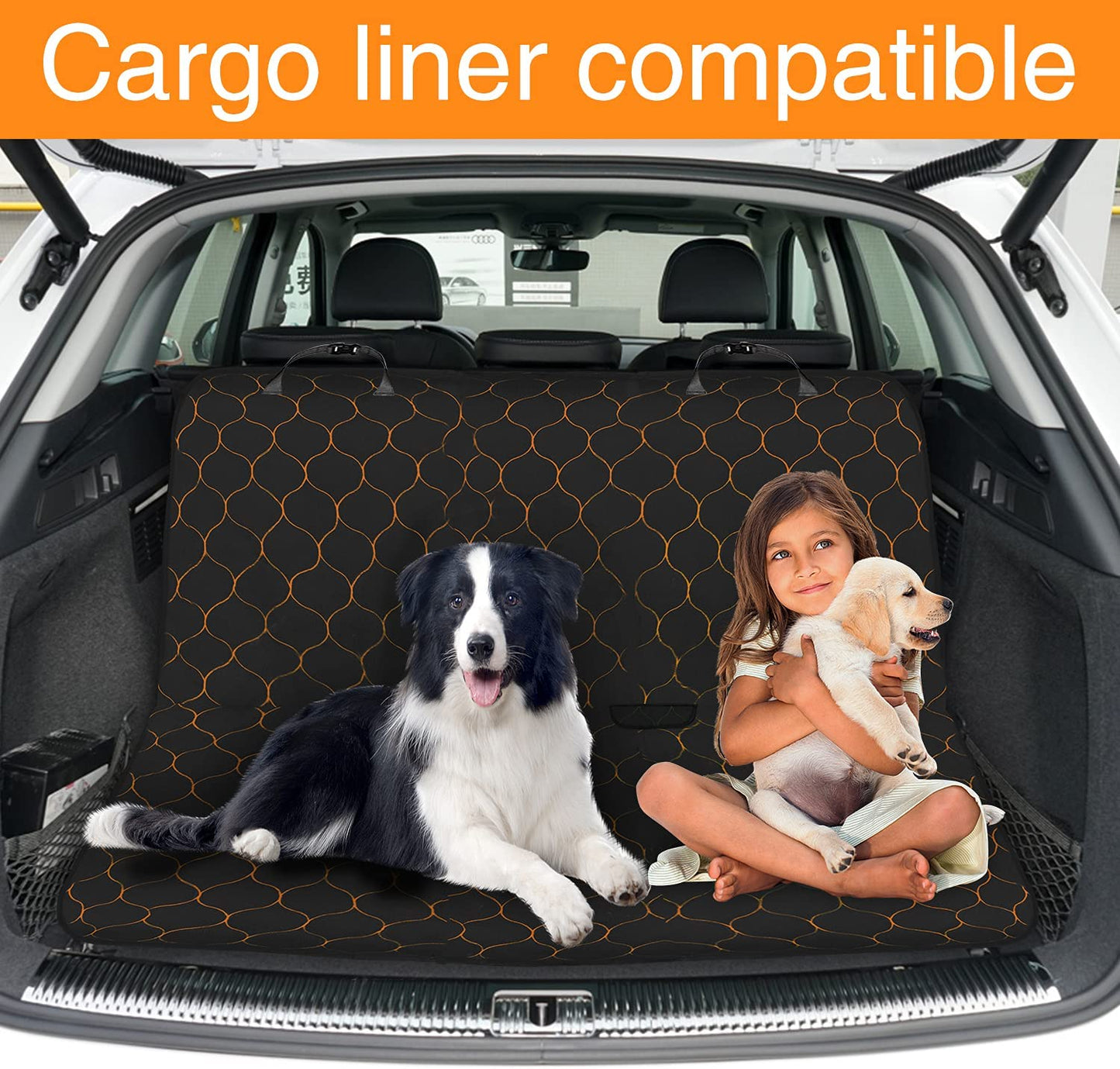 Dog Car Seat Cover Waterproof Pet Bench Seat Cover Nonslip and Heavy Duty Pet Car Seat Cover for Dogs with Universal Size Fits Cars, Trucks and Suvs (60" W X 51" L, Black)