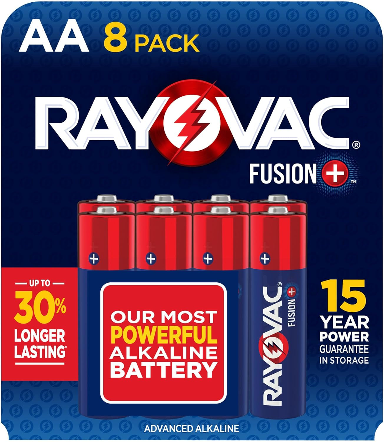 Fusion AA Batteries, Premium Alkaline Double a Batteries (8 Battery Count)